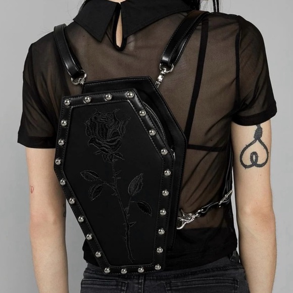 Rose Resurrection Coffin Backpack - Picture 1 of 11